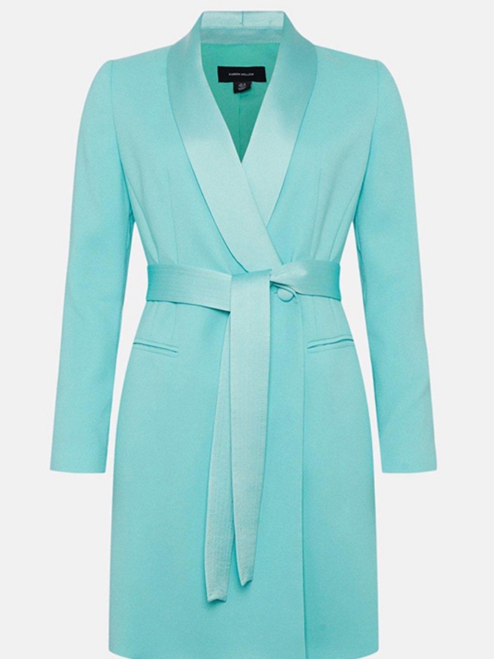 Karen Millen Mint Belted Shawl-Collar Robe Coat